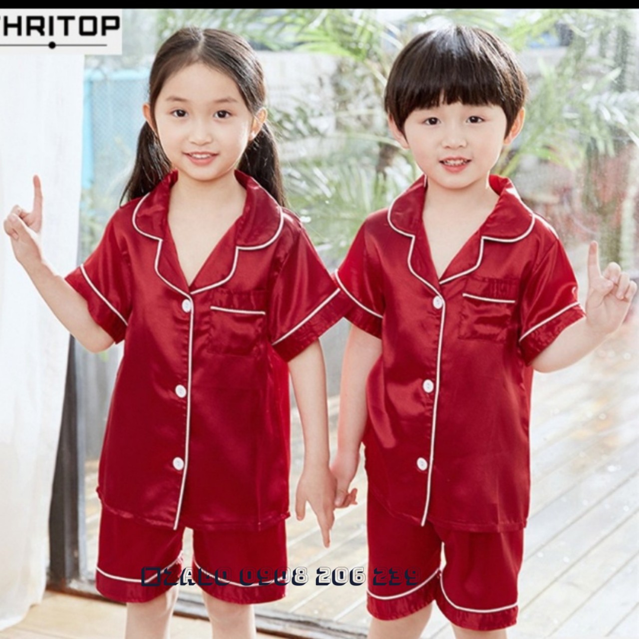 Bộ pijama cộc tay quần đùi bé trai bé gái chất phi bóng đẹp 11 đến 45kg 083