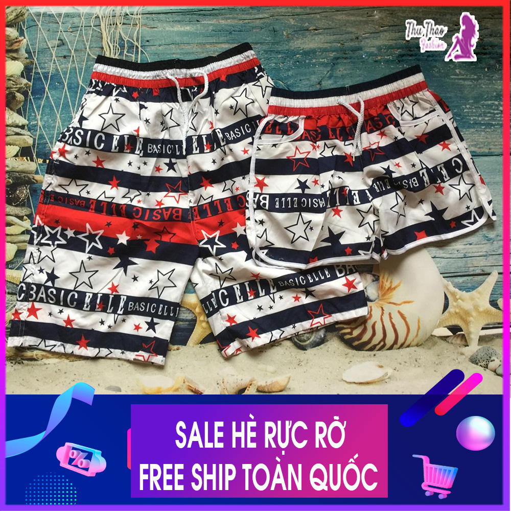 [HÀNG QUẢNG CHÂU] Set 2 Quần Cặp(Nam+Nữ) Đi Biển-(Dành cho Nam Dưới 82kg, Nữ Dưới 56kg).