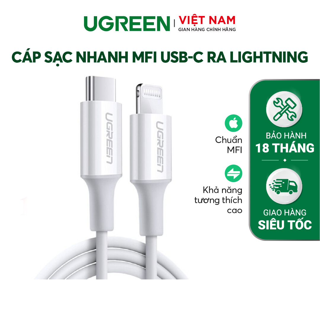 Cáp sạc USB C sang Lightning Ugreen US171 đạt chuẩn MFi 18W PD | Sạc nhanh cho Ipad Iphone 11 12 13 14 Pro Max | Tốc độ truyền 480Mbps | Bảo Hành 1 đổi 1 18 Tháng | 60746 60747 10493 60748 60749 60751 60752