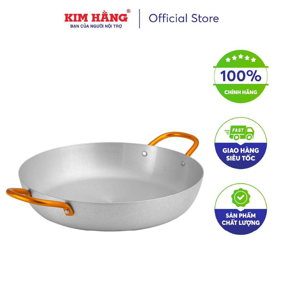 [CHÍNH HÃNG] Chảo Nhôm quai vàng Kim Hằng tiện lợi an toàn size 18cm/20cm/24cm/26cm/28cm