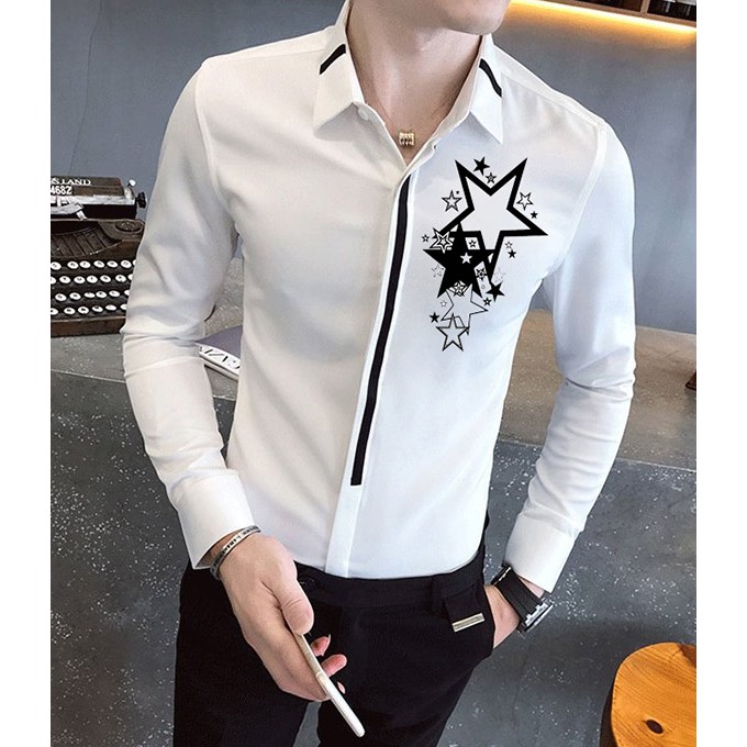 [HCM]Áo Sơ Mi Nam Họa Tiết Ngôi Sao Cao Cấp (Ảnh thật)