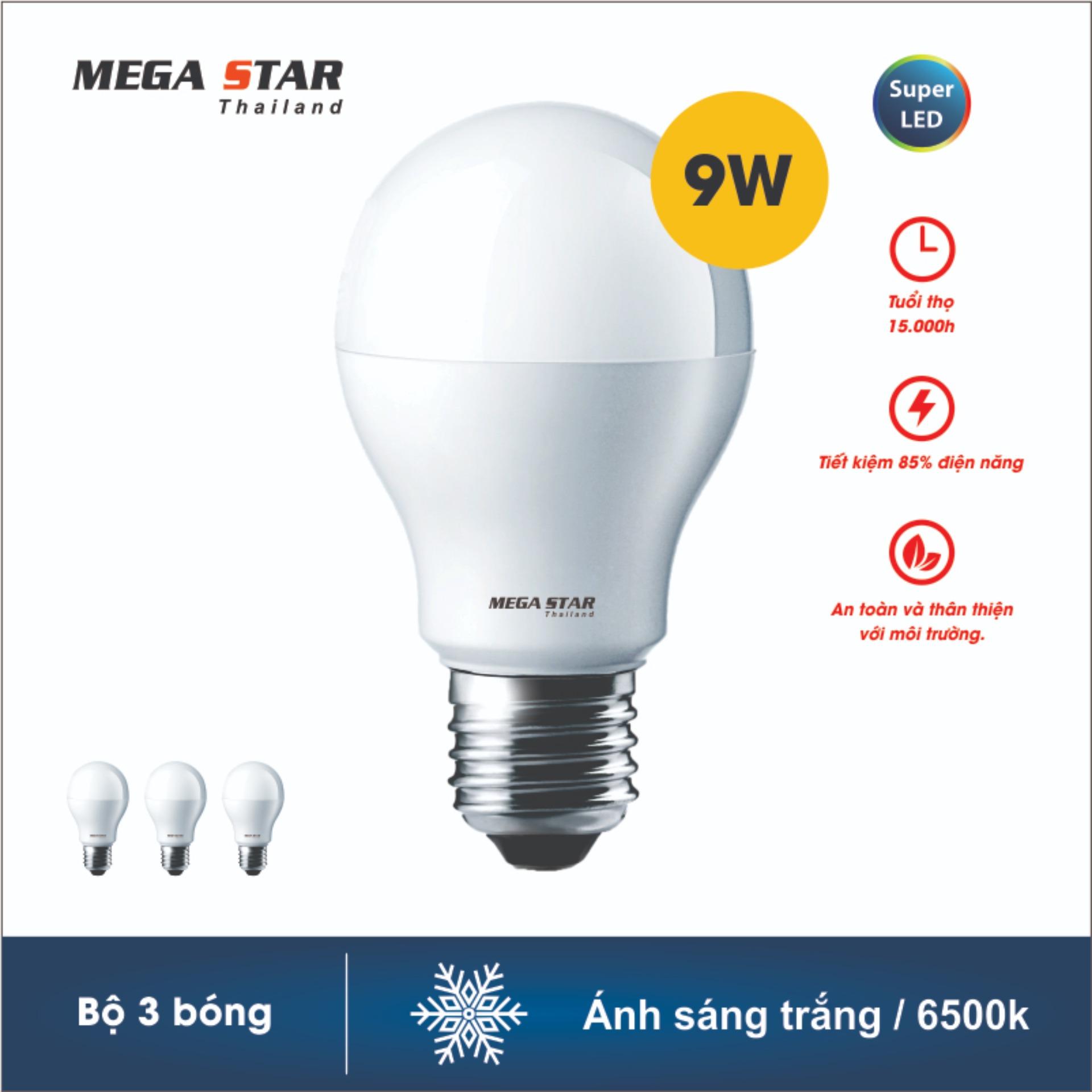 Combo 3 bóng đèn megastar ledbulb 9w e27 6500k và