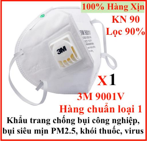 1 Cái Khẩu trang 3M 9001V hàng chuẩn loại 1, có một van thở, chống lại bụi sợi, bụi siêu mịn nano PM2.5 ô nhiễm ở các thành phố, mùi khói thuoc, bụi trong môi trường bụi xây dựng, bụi hàn cắt kim loại, virus cảm cúm
