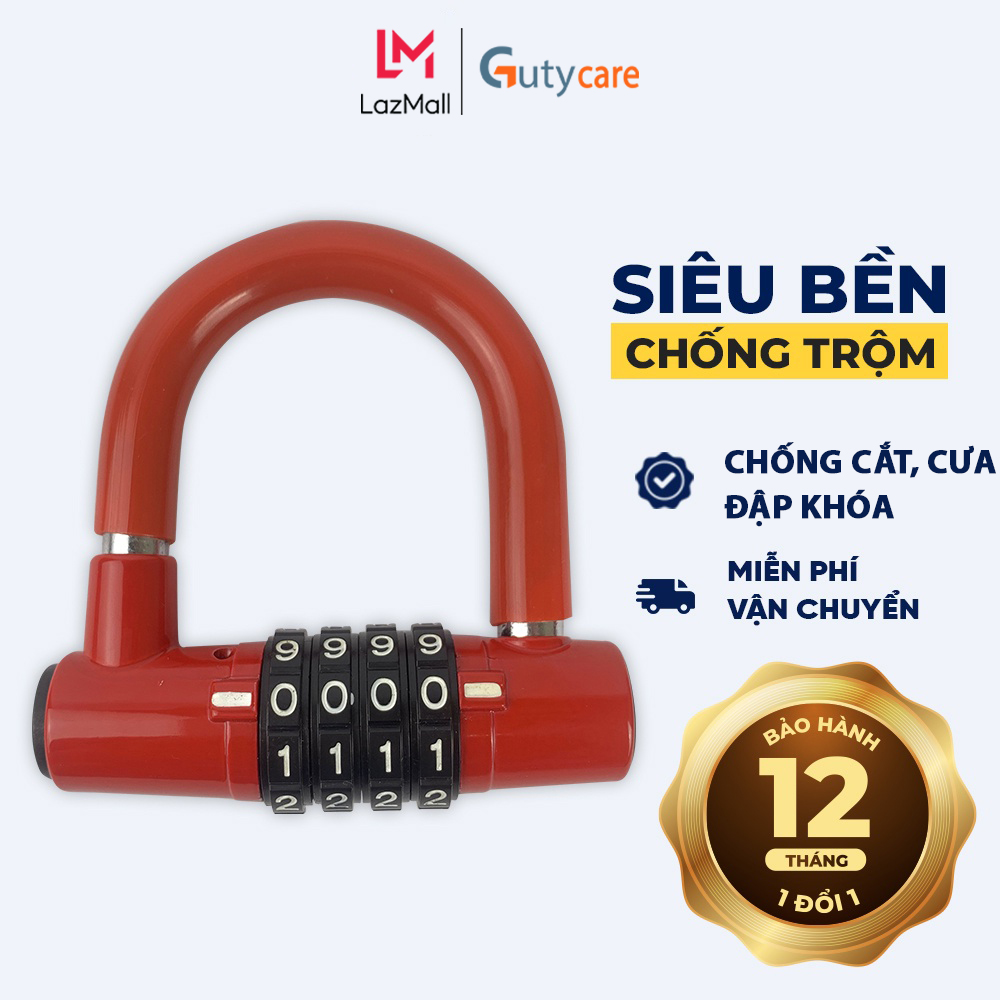 Ổ Khóa 4 Số Chữ U Chống Trộm, khóa không cần chìa - ổ khóa dạng khẩu 4 số Ổ khóa chống cắt, ổ khóa chống cưa, đập, khóa cửa nhà, xe máy, xe đạp, khóa vali