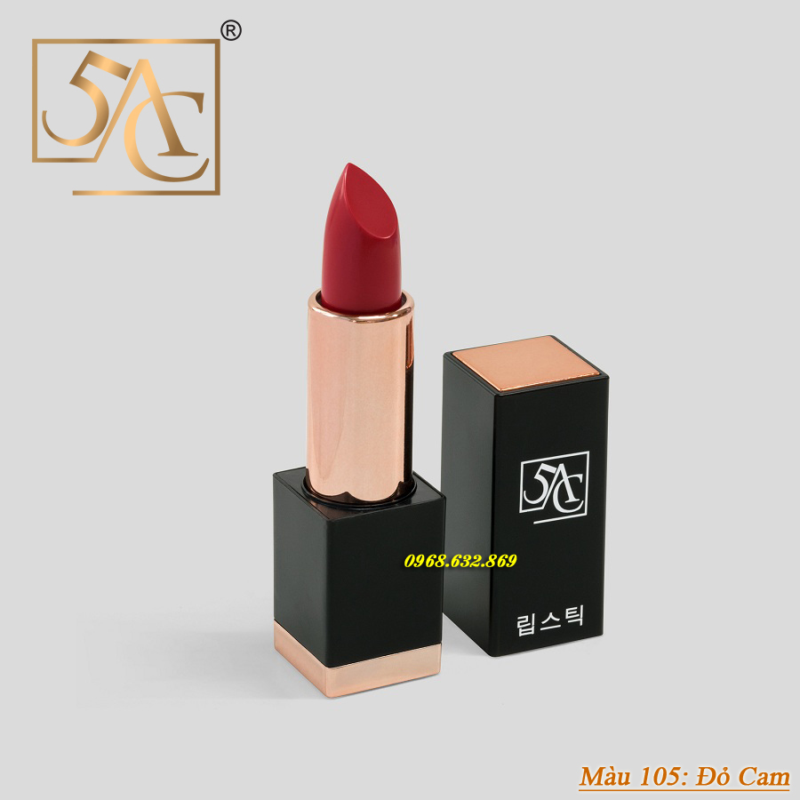 [HCM]Son lì Hàn Quốc 5AC màu Đỏ Cam - Mã 105 Tặng mặt nạ trà xanh