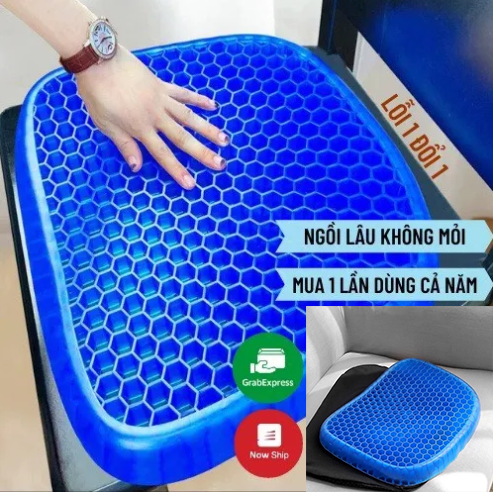 Đệm Ngồi 3D Silicon thông minh chống dau mỏi - Đệm lót ghế Gel tổ ong,Đệm Ngồi Hỗ Trợ Mông EMA Đệm Ngồi 3D Silicon Cao Cấp Có Hộp, Vỏ Chống Trượt  Cấu Trúc Tổ Ong Thông Minh  Chống Đau Mỏi Trĩ, Xương  without black bag