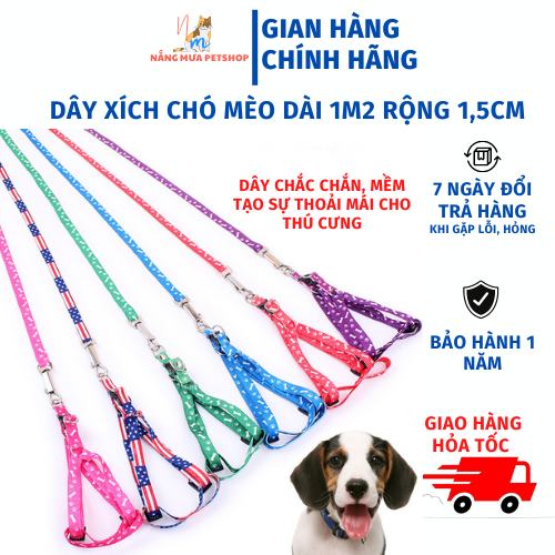 Dây dắt chó, dây dắt mèo, xích Zichen dù siêu bền dài 1,2m dây rộng 1,2cm