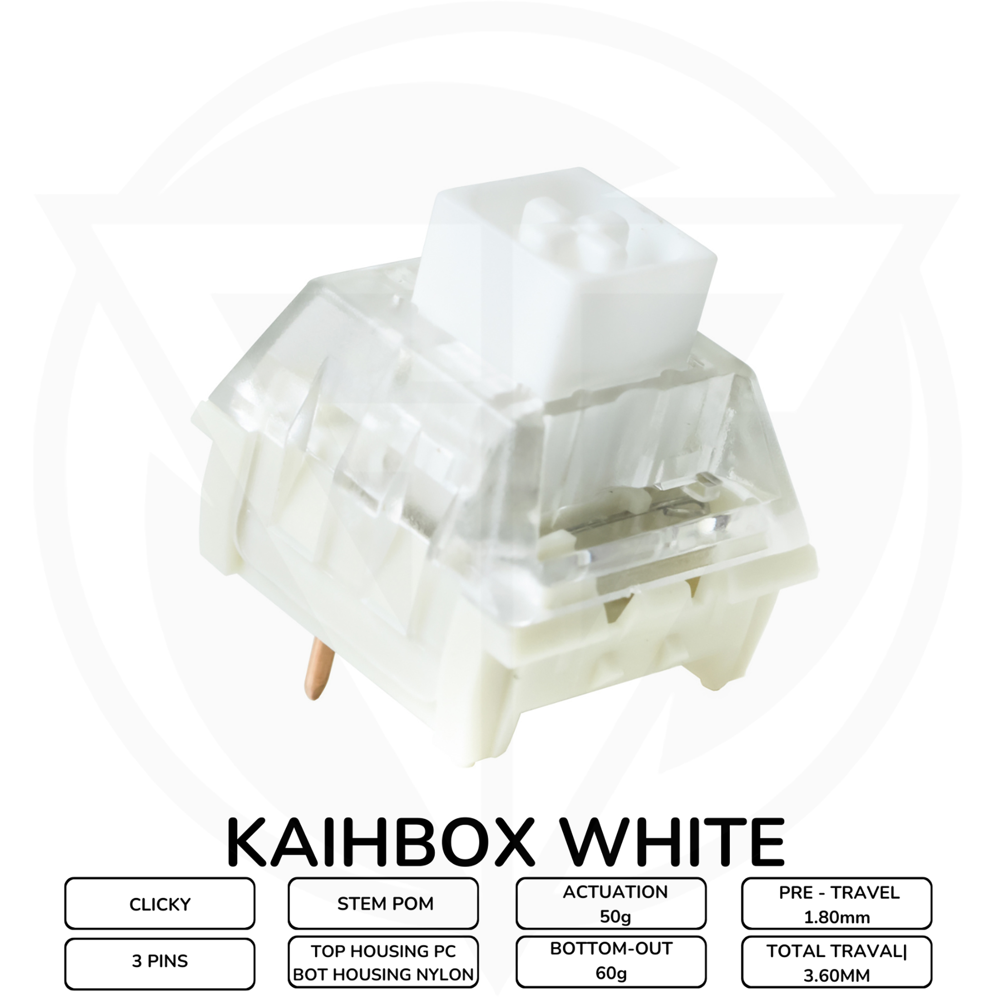 Kailhbox White | Switch Kaihbox White Clicky | 3 Pin dùng cho bàn phím cơ