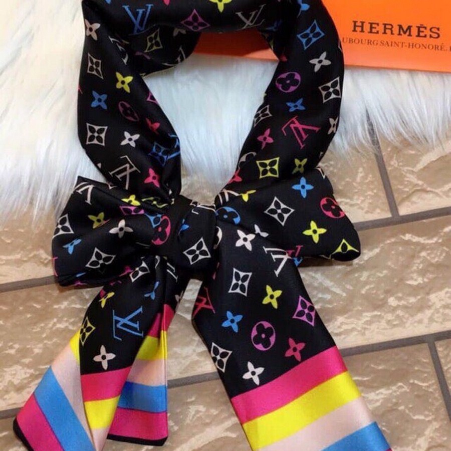 ( MUA 1 TẶNG 1) Khăn Lụa Lv Bản Nhỏ, Khăn Quàng Cổ Lv ( Giao 2 mẫu khác nhau)