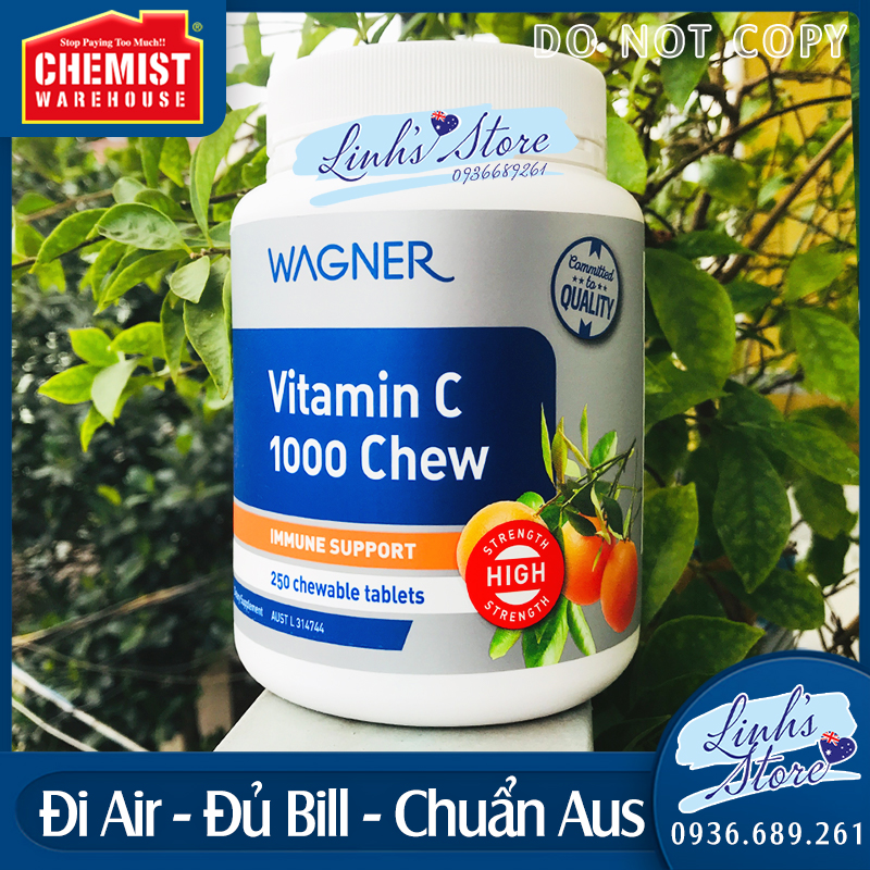 250 viên - 1000mg 🍊 Vitamin C tăng đề kháng, sáng da 🍊 Wagner Vitamin C  💙 Chemist Warehouse - Úc