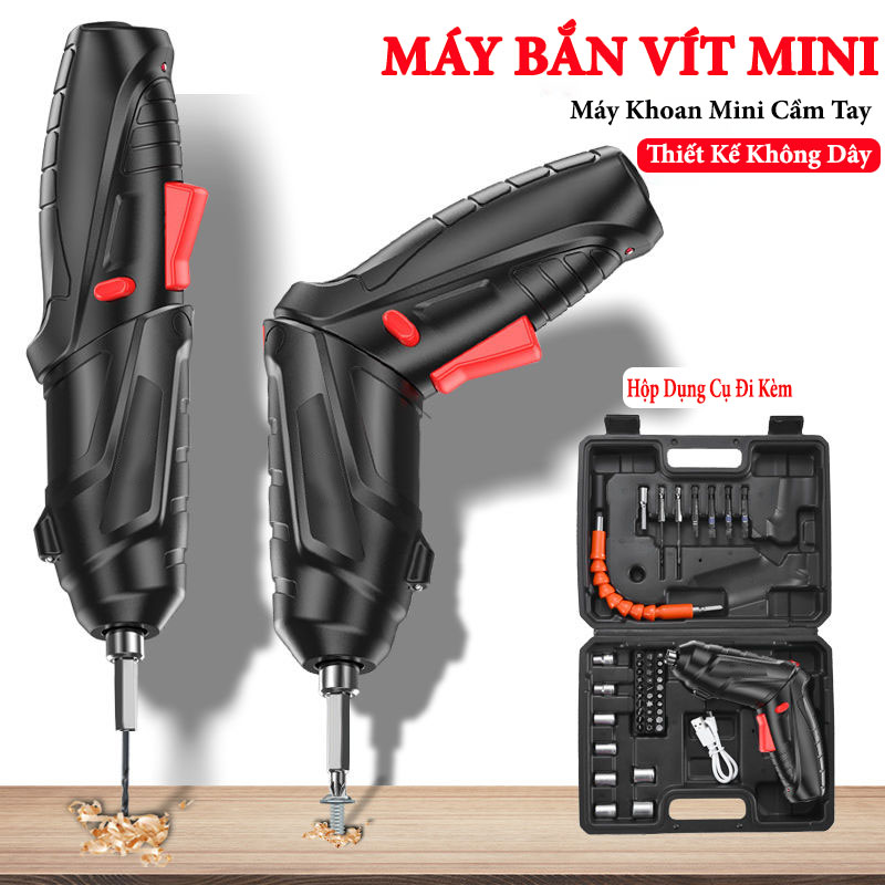 Máy bắn vít mini 2 chiều, máy khoan mini cầm tay không dây pin sạc 1800mah tiện dụng sonhouse