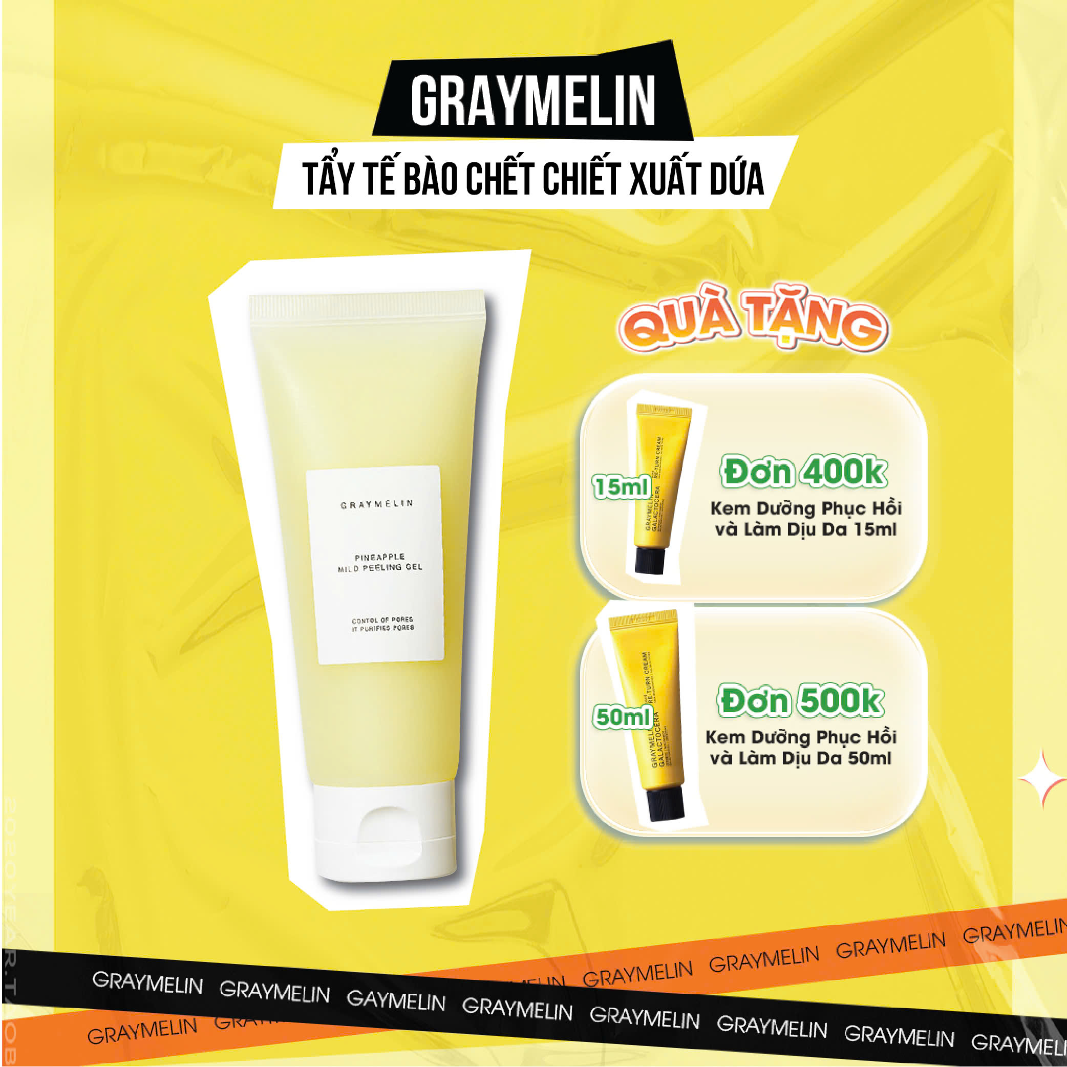 Gel Tẩy Da Chết Chiết Xuất Dứa Graymelin Pineapple Mild Peeling Gel 100ml
