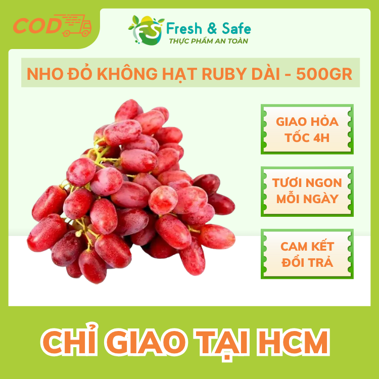 [Delivery in Hcm Only] Long Seedless Red Grapes - 500Gr