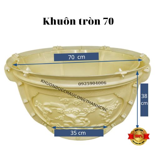 Khuôn đúc chậu cảnh Tròn 70, Chất liệu Nhựa ABS cao cấp, Dùng làm chậu cây cảnh xi măng