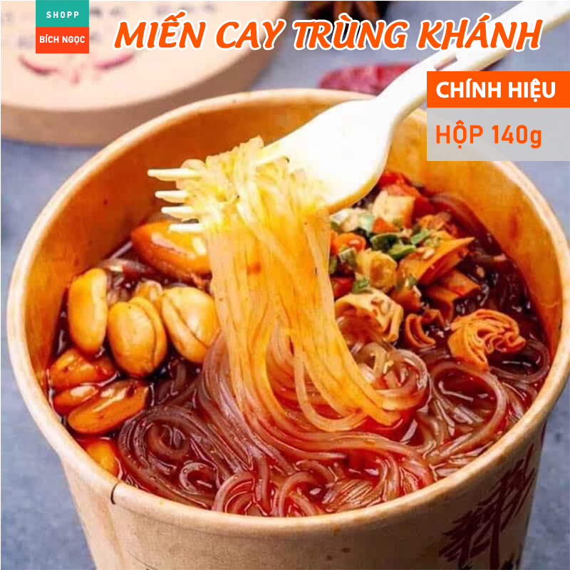 Miến chua cay Trùng Khánh ngon xuất sắc, vị cay thơm nồng, sợi miến dẻo mềm dai chất lượng hàng nhập chính hiệu hộp to 140g