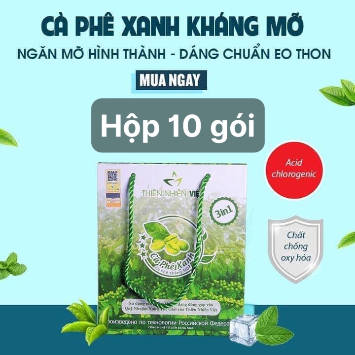 Hộp cà phê xanh kháng mỡ hộp 10 gói chính hãng