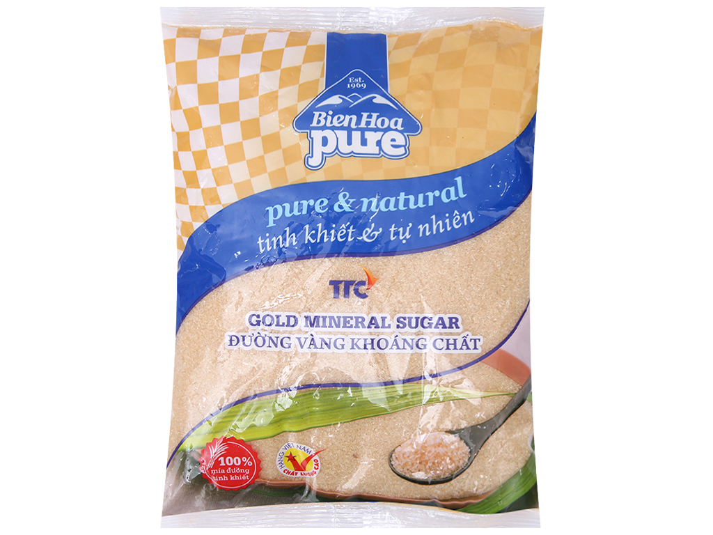 Đường vàng khoáng chất Biên Hòa Pure gói 1kg