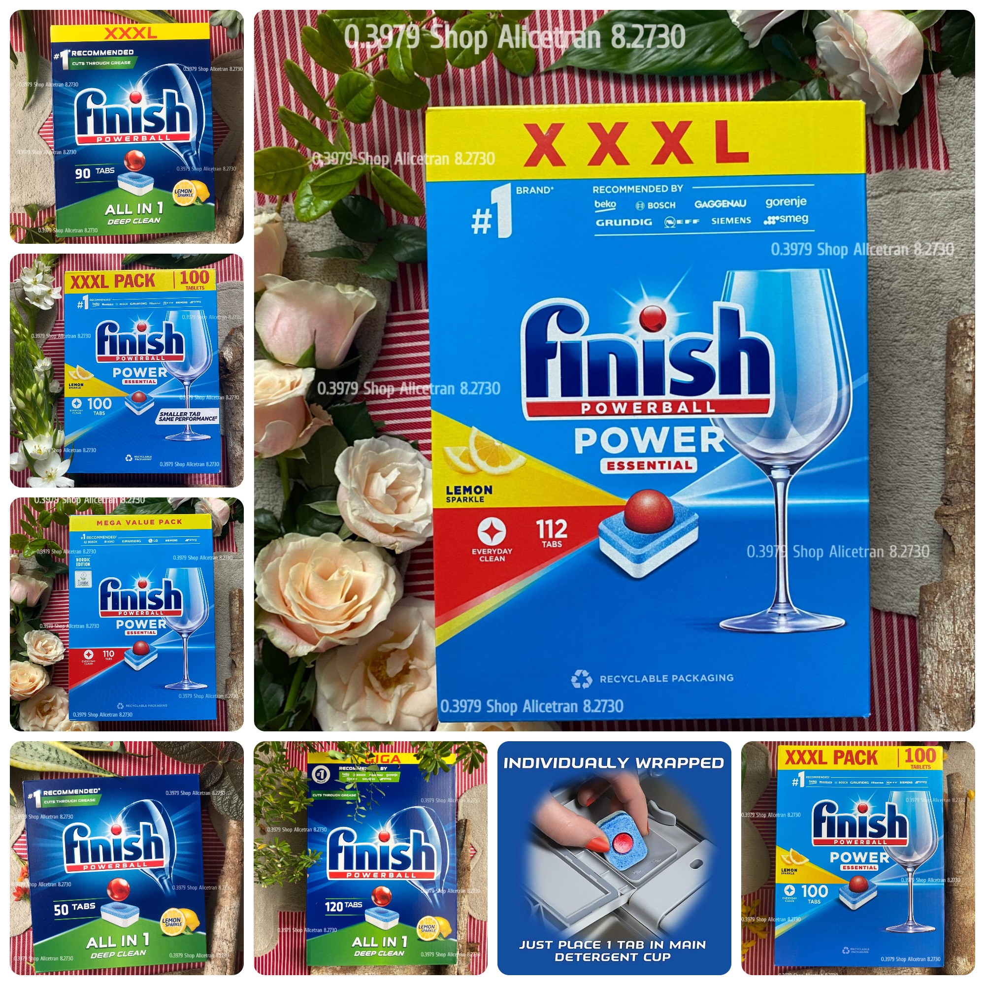 [HCM] Viên rửa chén bát Finish Essential (Mẫu cũ là dòng All in 1 - 6x chức năng) - Finish Powerball All In One  Dishwasher Tablets