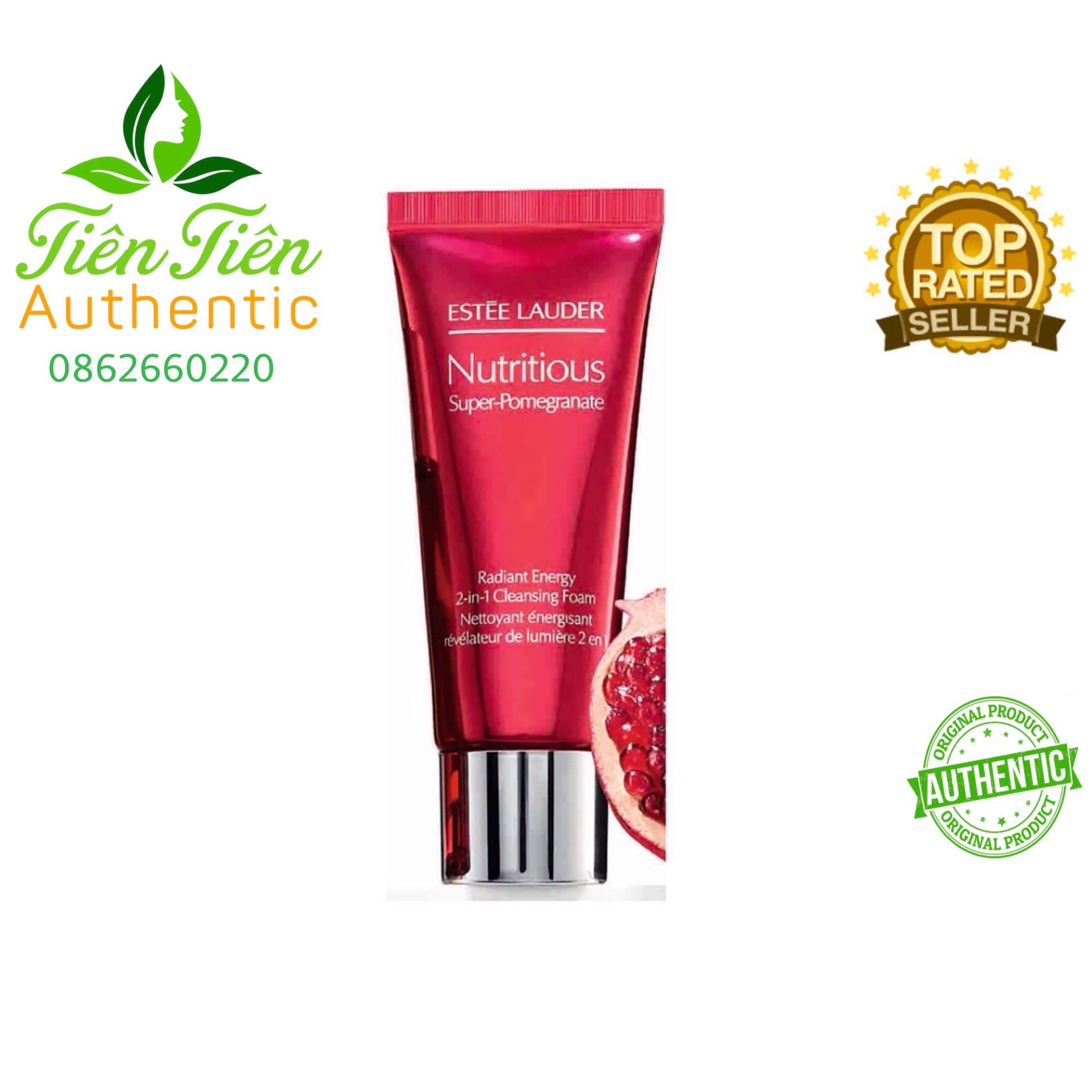 Sữa rửa mặt sáng da estee lauder nutritious super-pomegranate radiant energy 2-in-1 mini 30ml