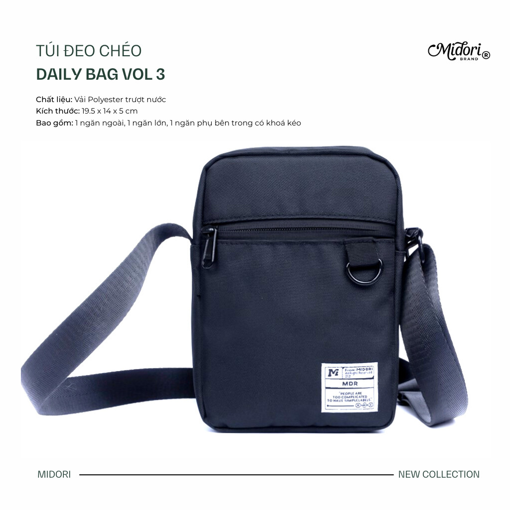  Túi đeo chéo thời trang nam nữ cao cấp Daily Bag Chất liệu chống thấm nước Local Brand Midori M Studio 