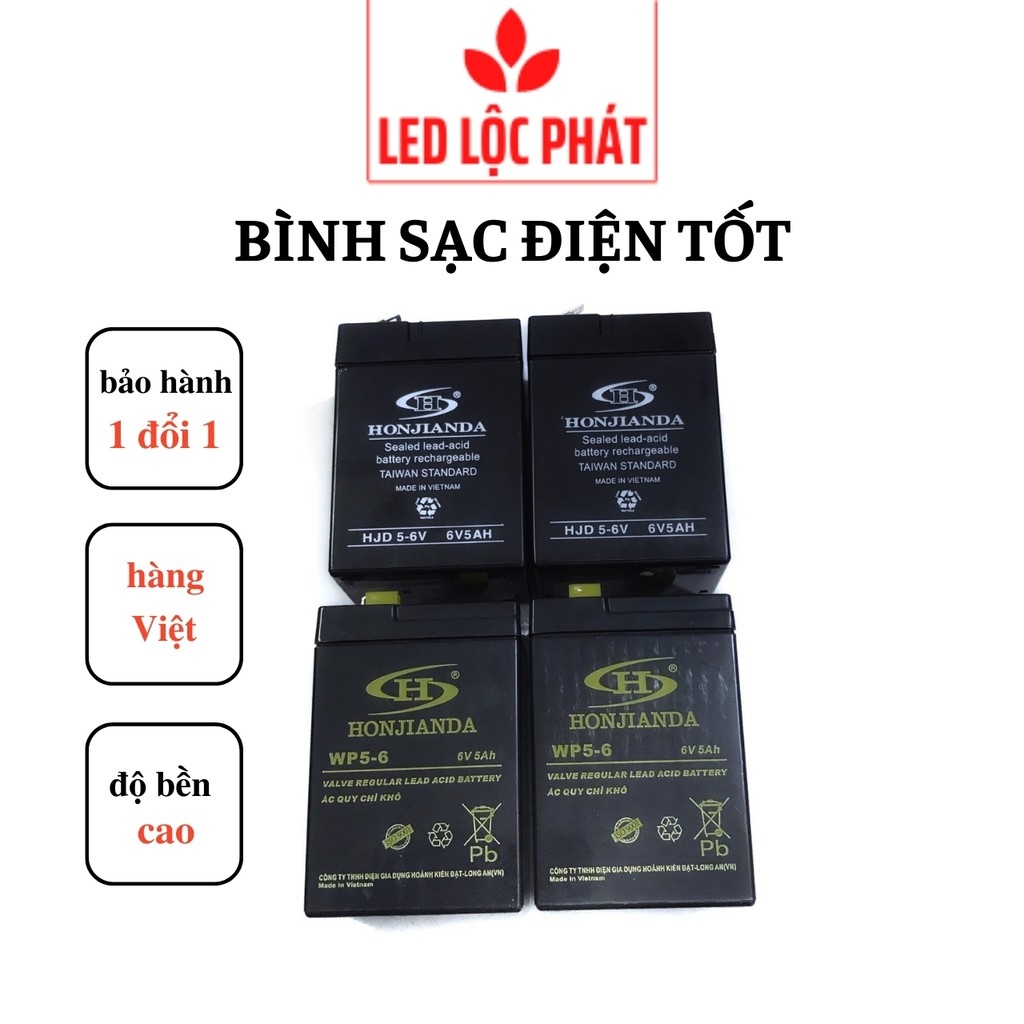Bình ắc quy xe đạp điện 6v khô HONJIANDA bình acquy xe điện quạt đèn sạc