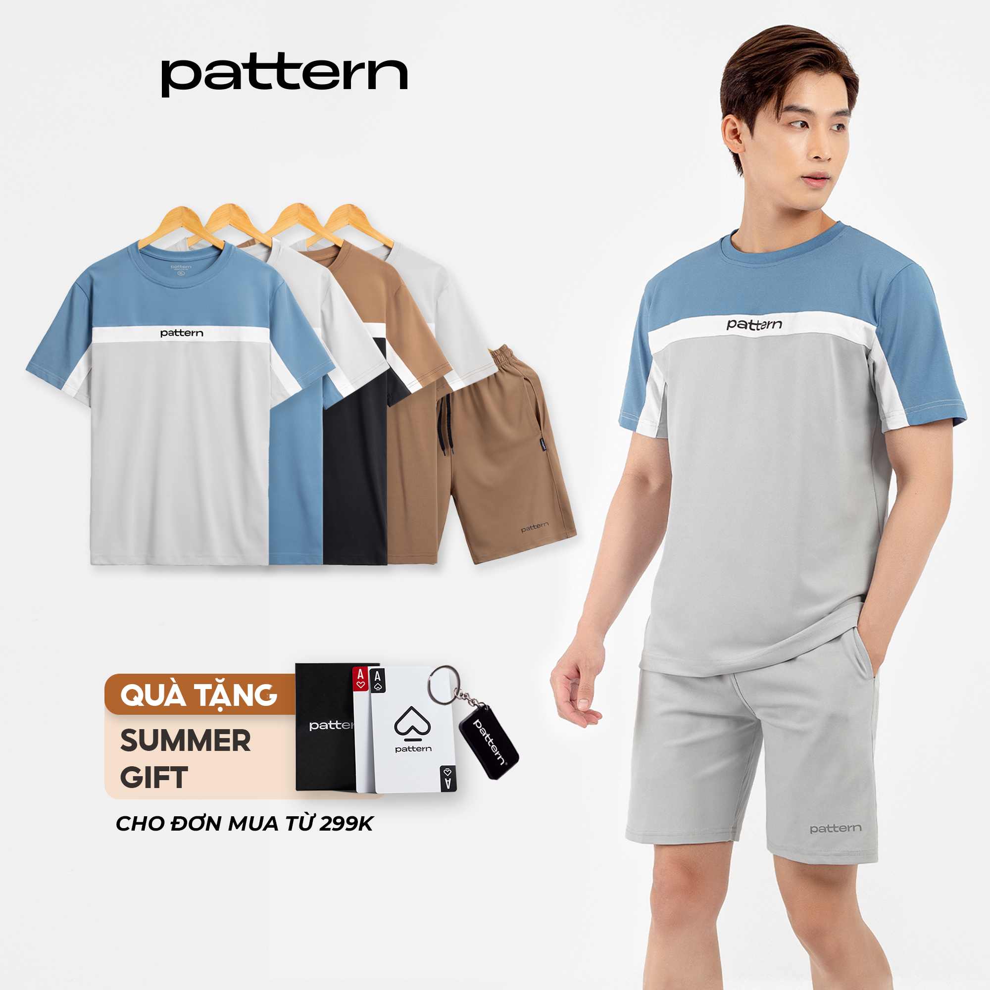 Bộ quần áo nam pattern the 1992 phối sọc ngang