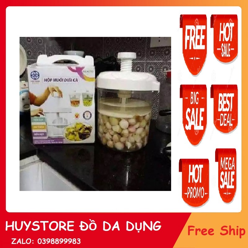 Hộp muối dưa cà loại lớn 5 lít thông minh Việt Nhật (trắng)