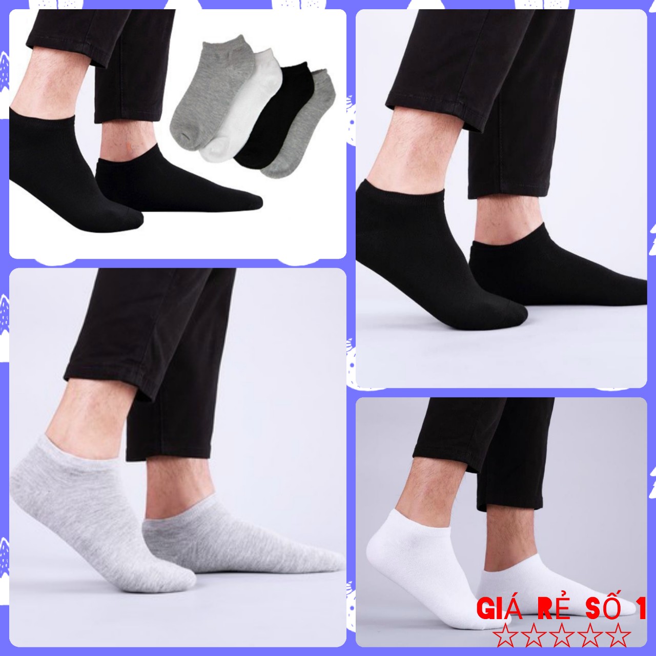 ⚡️ SỈ 10 ĐÔI ⚡️ Tất Vớ Cổ Ngắn Nam Nữ êm thoáng dịu nhẹ thoáng mát - Vớ Tất Nam Nữ Nhật Cotton 100% Ba Màu Cơ Bản Cực Mỏng