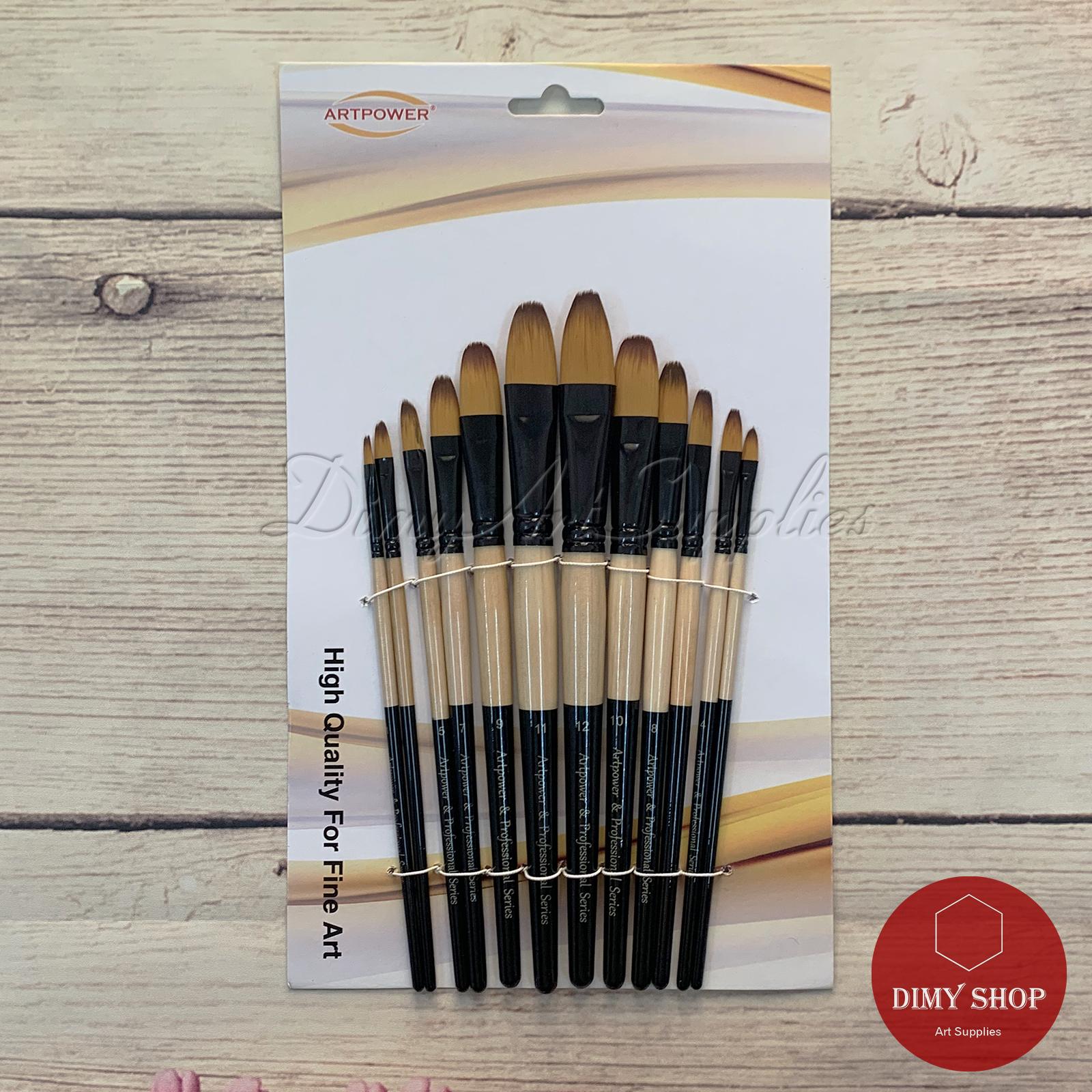 Bộ cọ vẽ màu acrylic sơn dầu gouache art power đầu filbert 12 cây