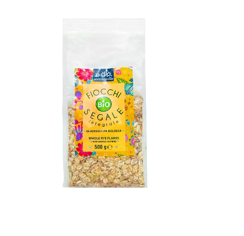Hạt lúa mạch đen nguyên cám hữu cơ cán dẹp Sottolestelle – Fiocchi di Segale 500g