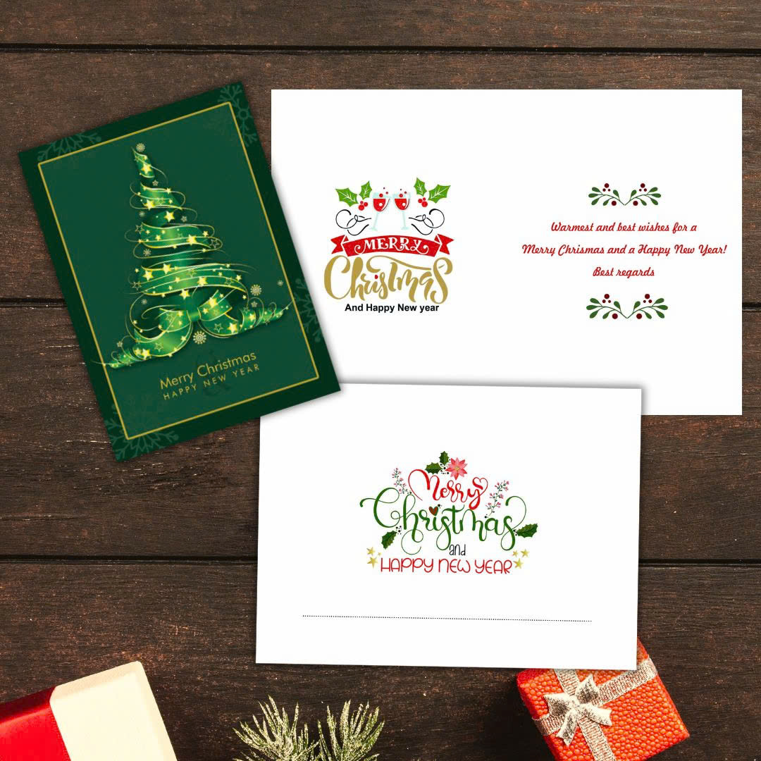 Thiệp giáng sinh và năm mới 2025 có lời chúc tặng khách hàng, thiệp noel cao cấp có lời chúc