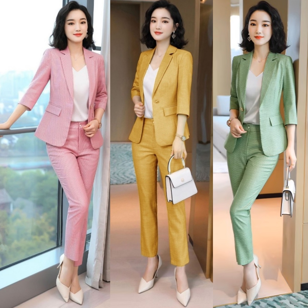 Bộ đồ vest nữ công sở áo vest tay lỡ quần dài tj38