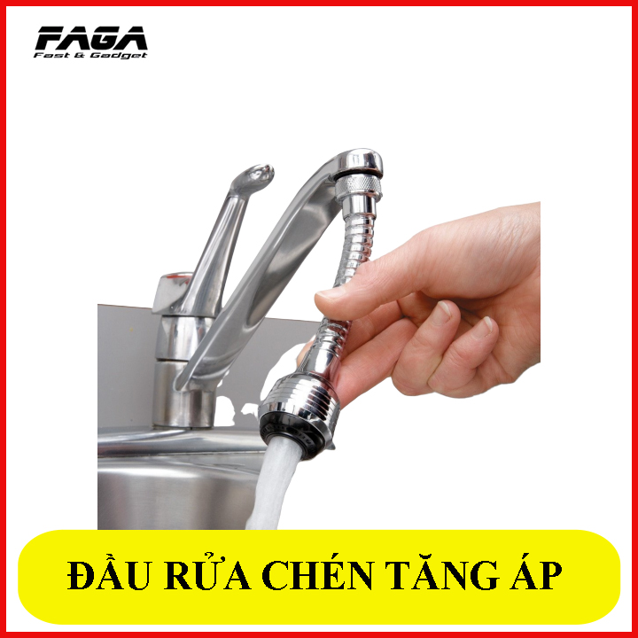 Đầu vòi rửa chén tăng áp, cách lắp vòi xịt nước thông minh - Đầu nối vòi rửa bát tăng áp xoay 360 độ
