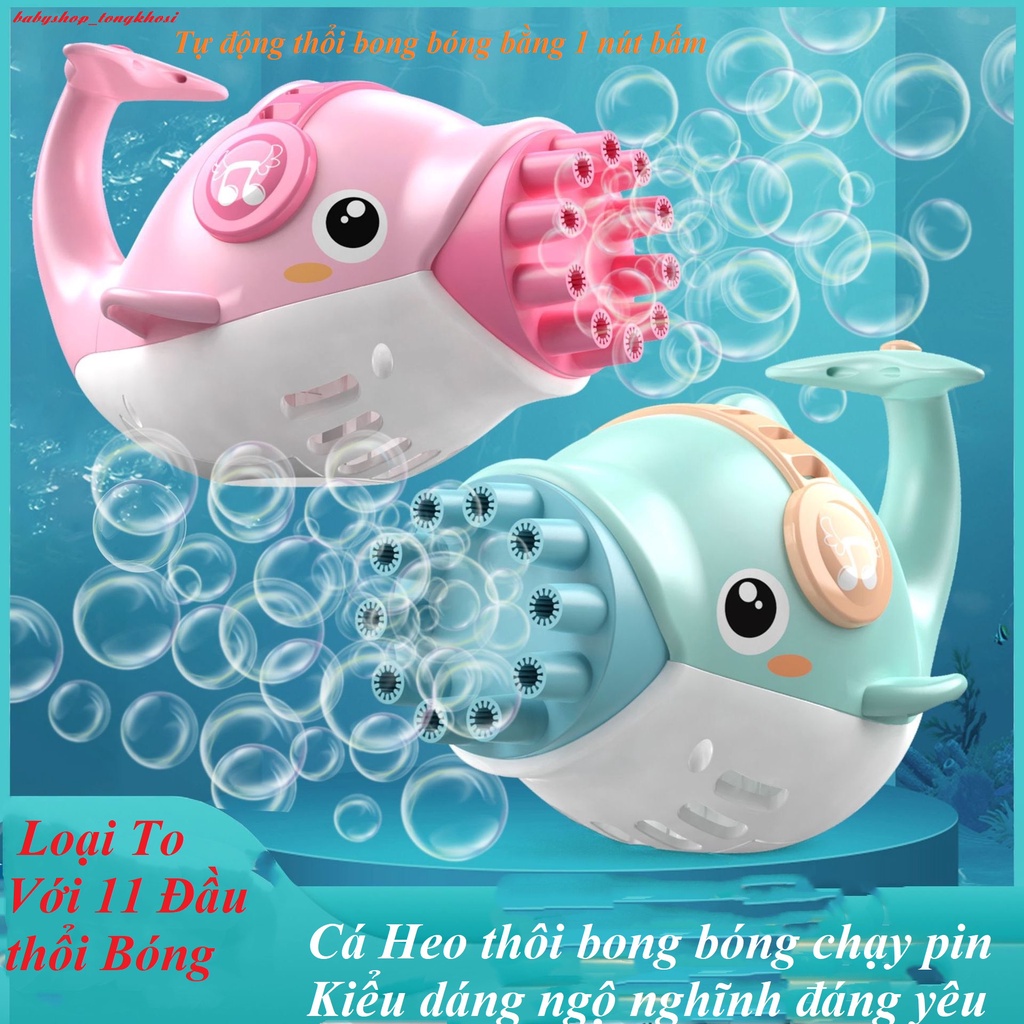 Cá Heo Thổi Bong Bóng, Súng Cá Heo Bắn Bong Bóng Xà Phòng 8-10 Nòng Siêu Mạnh, Vui Nhộn, Đáng Yêu