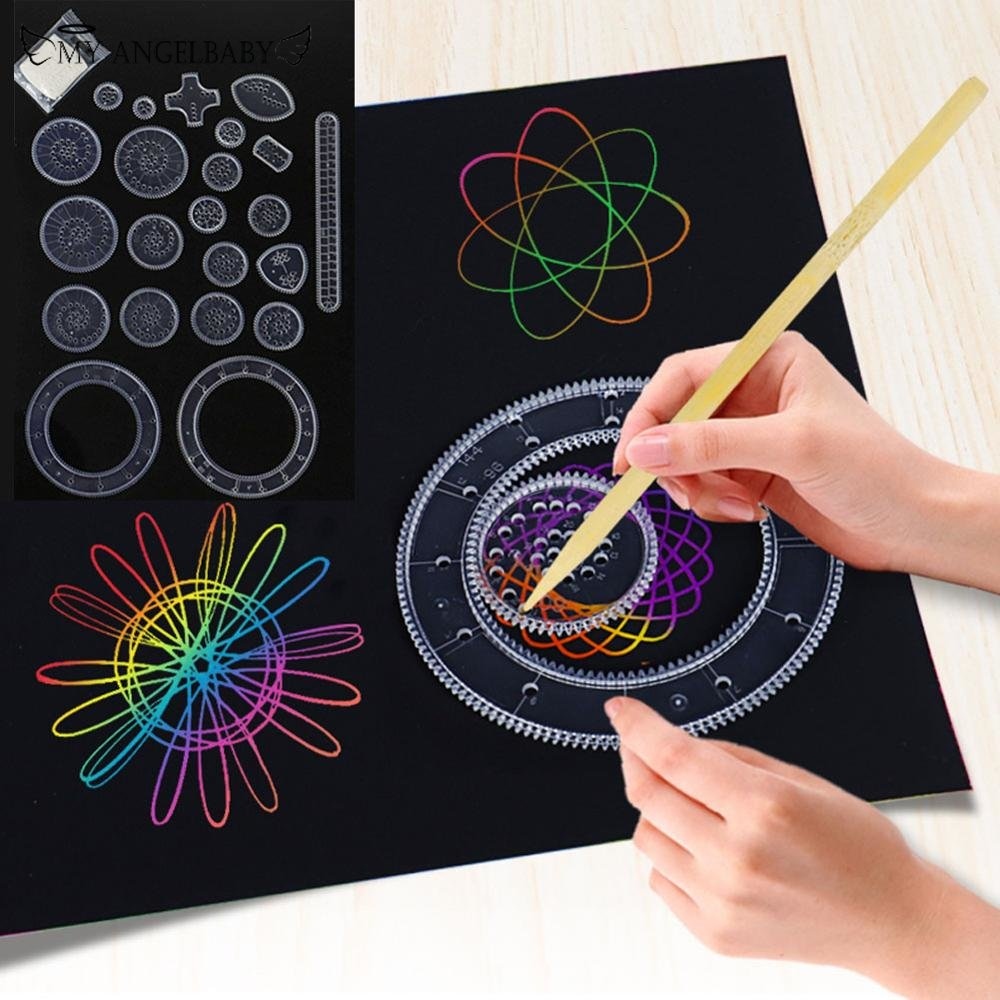 hot【DT】♣ 22pcs Drawing toys set Interlocking Gears Accessories Educational Rulers For children