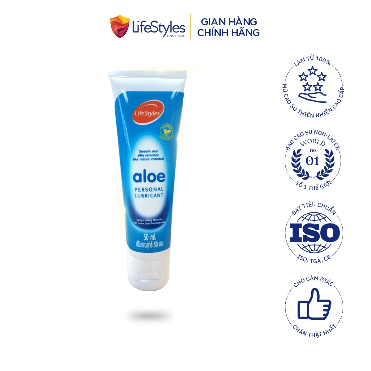 Gel bôi trơn LifeStyles Aloe Personal Lubricant bôi trơn quan hệ gốc nước không chứa paraben 50ml, giúp cuộc yêu trở nên mặn mà và nồng nhiệt hơn
