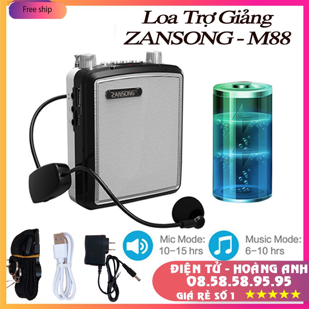 Máy trợ giảng zansong M88 loa trợ giảng dòng micro không dây bluetooth đài fm