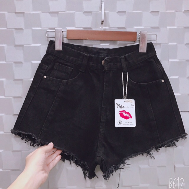 Quần shorts jean tua rua basic