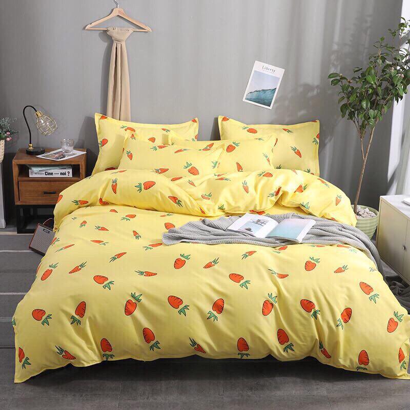 Set chăn hè - ga bọc- 2 áo gối- 1 áo gối ôm mẫu cà rốt
