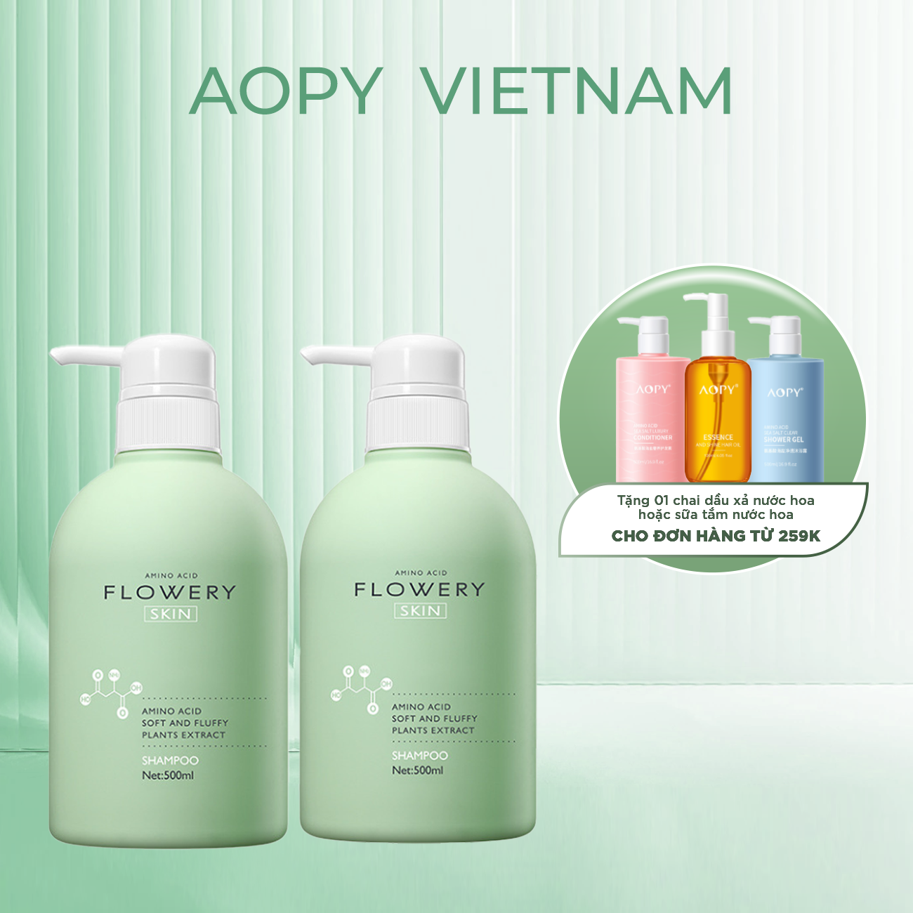 Combo 2 chai Dầu gội nước hoa muối biển Flowery 500ml/chai