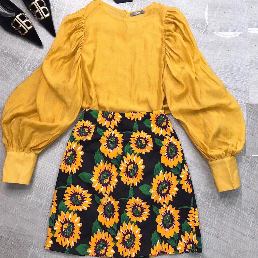 [freeship]SET VÁY NỮ CHẤT LIỆU KATE DÀI TAY CHÂN VÁY HỌA TIẾT HOA CỔ TRÒN CHẤT LIỆU KATE LỤA HỌA TIẾT TRẺ TRUNG FORM DƯỚI 58KG THÍCH HỢP ĐI LÀM ĐI CHƠI ĐỀU ĐƯỢC