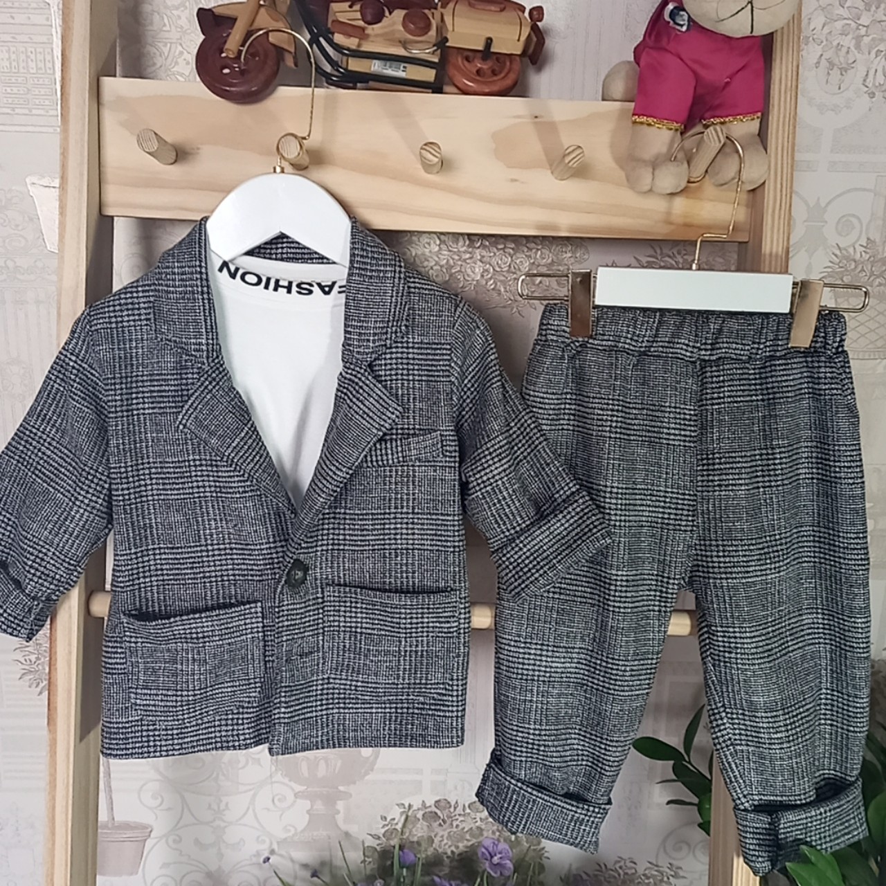 Thời trang Quảngg Châuu bé trai bộ quần áo VEST bé trai 1 tuổi - 5 tuổi nặng từ 10kg-20kg set bộ vest 3 chi tiết bé trai sang xịn