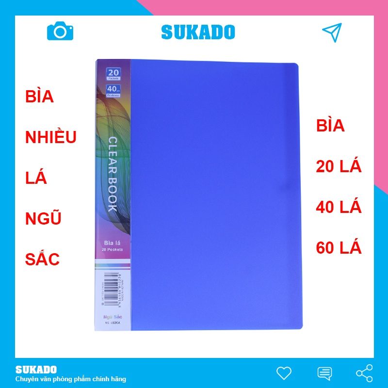 Bìa nhựa nhiều lá A4 Ngũ Sắc 20-40-60 lá SUKADO BIANS01