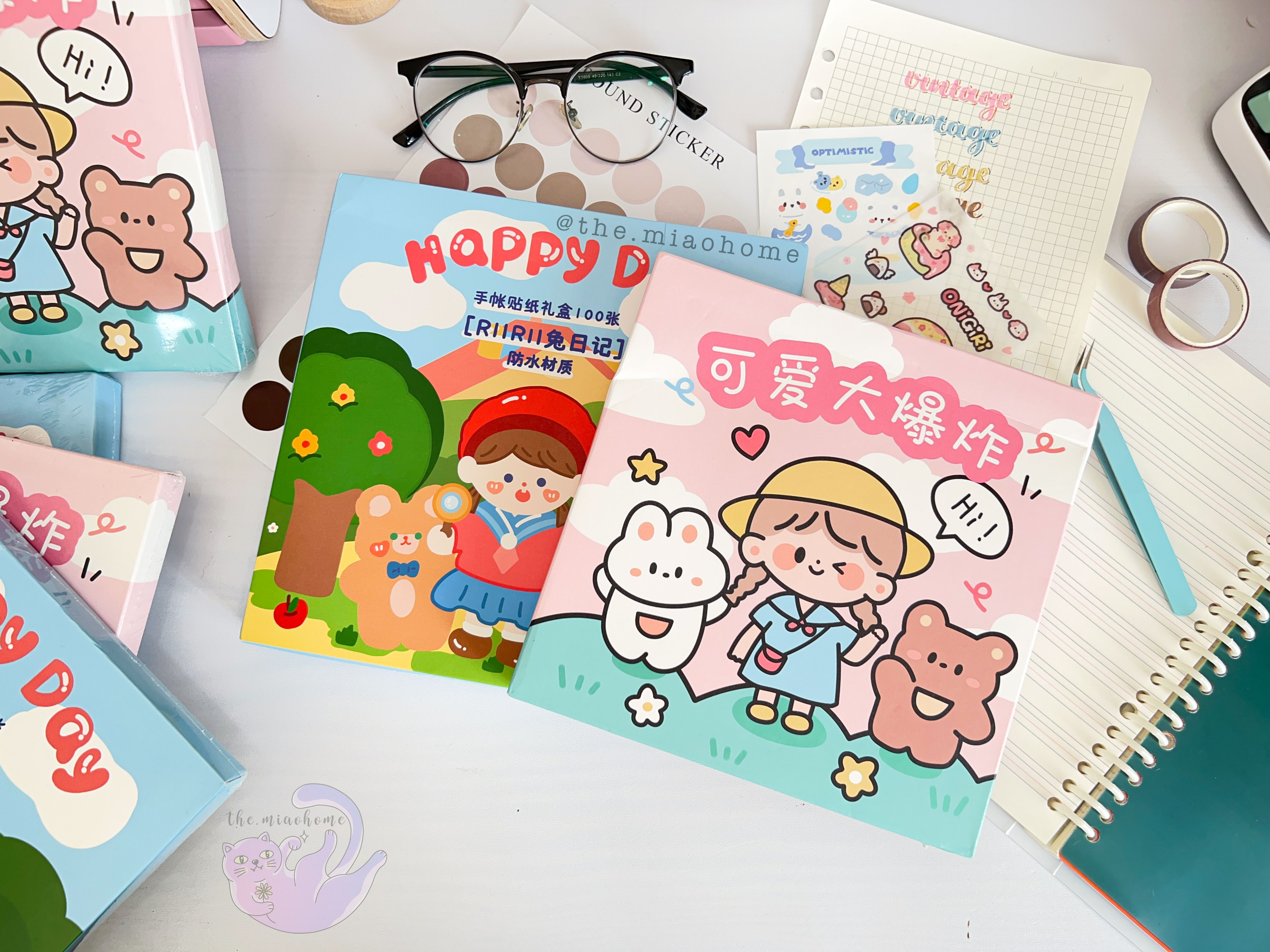 Set 100 tấm sticker cute chống nước - dùng trang trí sổ tay, bình nước, điện thoại