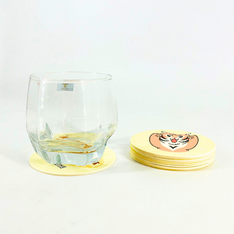 Miếng lót ly thấm nước, đế lót ly Thiện Phú, miếng lót ly đá thấm nước, miếng lót ly cute dạng giấy nén