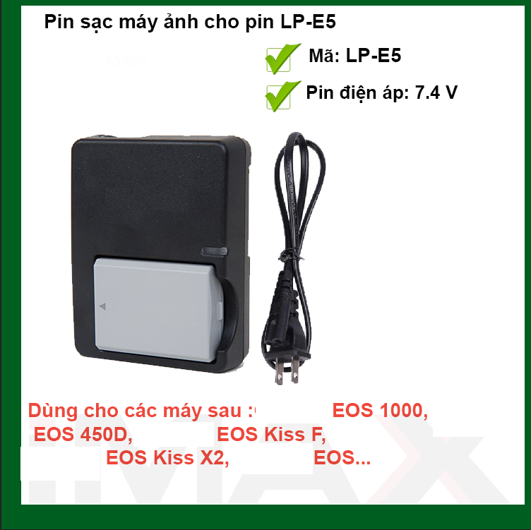 Bộ 1 pin 1 sạc thay thế cho lp-e5