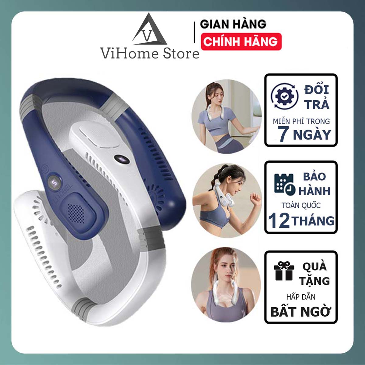 Quạt Mini Đeo Cổ Không Cánh 5 Tốc Độ Gió Cực Mạnh Quạt Quàng Cổ Gió Đảo Chiều 360 Độ Cực Sạc USB Quạt Tích Điện Pin Trâu Có Màn Hình Led Hiển Thị Thông Minh Quạt Đeo Cổ Dáng Thể Thao Nhỏ Gọn Tiện Lợi