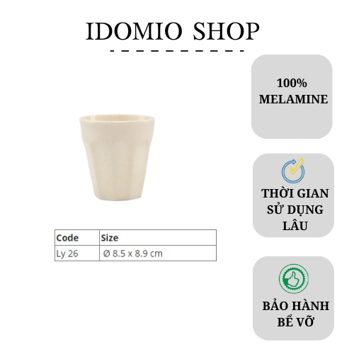 Ly Nhựa Melami Vân Đá Kem Cao Cấp – LY26VD