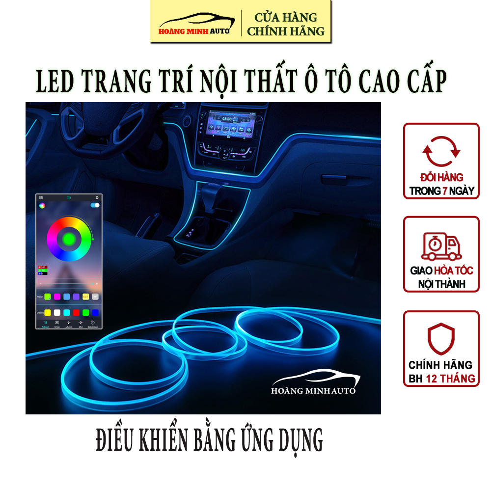 LED trang trí nội thất ô tô - LED viền xe ô tô - Hàng cao cấp - 16 triệu màu điều khiển bằng app, cảm biến âm thanh nháy theo nhạc.