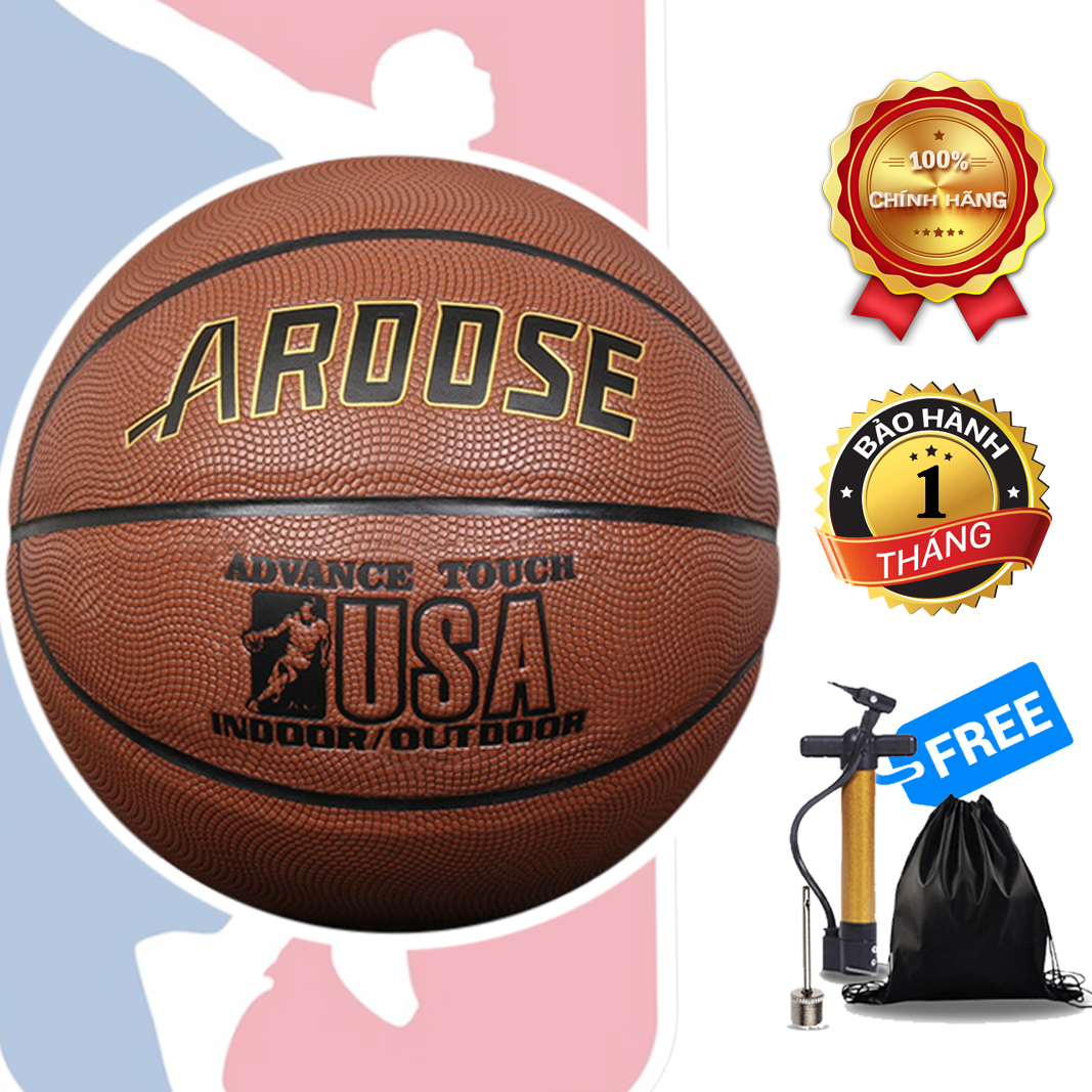 Bóng rổ da chuyên outdoor Aroose - Cực trâu bò - Tặng bơm + balo rút + kim bơm + Túi  lưới